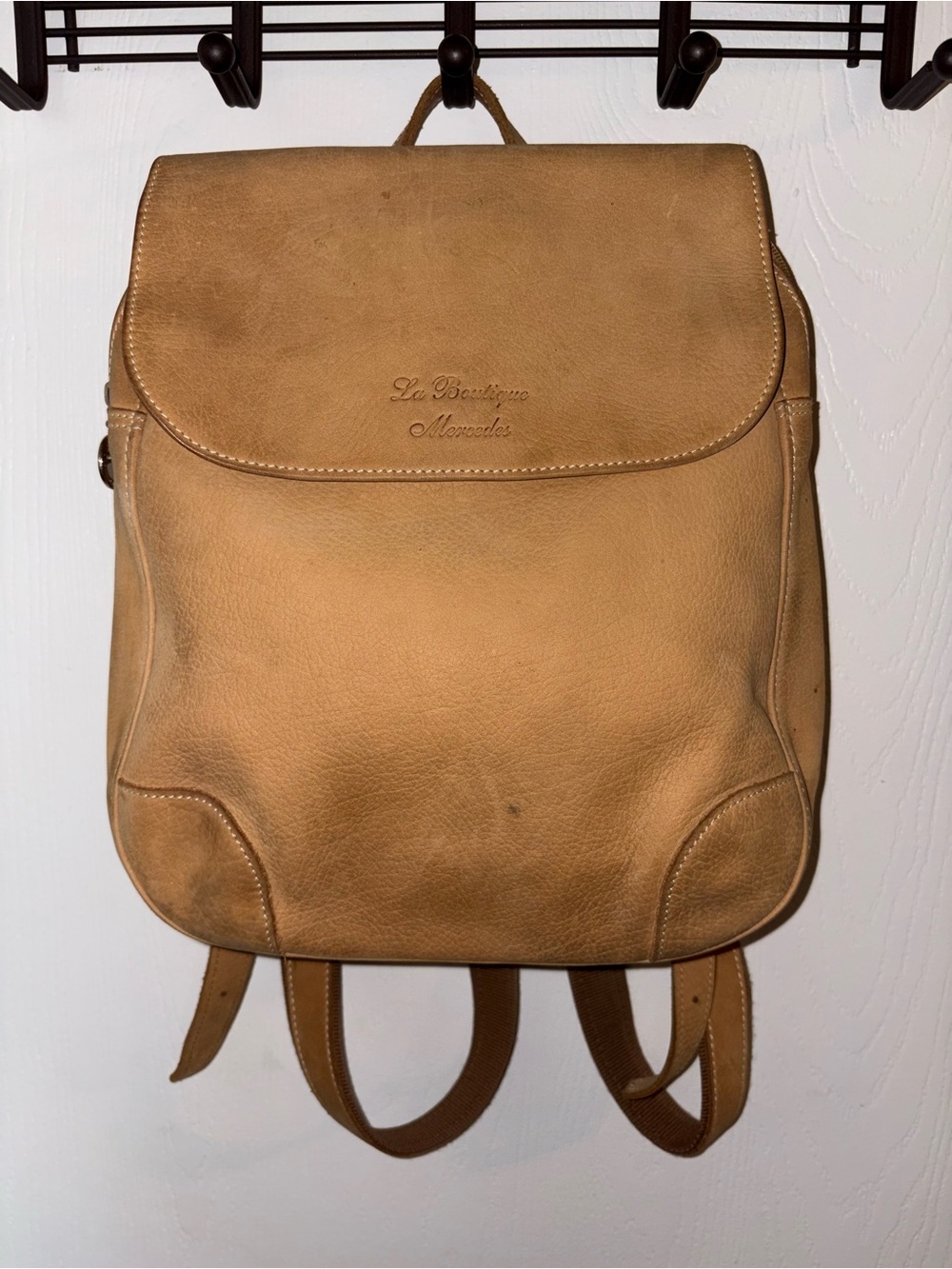 Vintage Longchamp x Mercedes Tan Leather Backpack